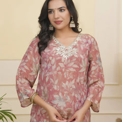 Women tissue shimmer kurta with silk pant & dupatta (Set of 5 Pc)