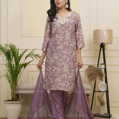 Women tissue shimmer kurta with silk pant & dupatta (Set of 5 Pc)
