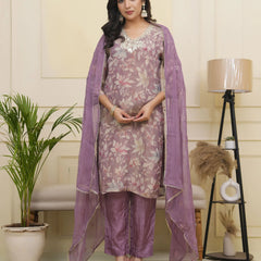 Women tissue shimmer kurta with silk pant & dupatta (Set of 5 Pc)