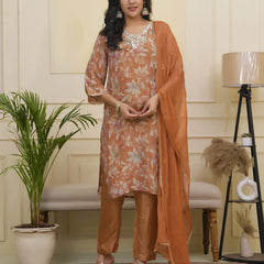 Women tissue shimmer kurta with silk pant & dupatta (Set of 5 Pc)