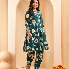 Ferozi Floral Printed Short Kurta Anarkali With Tulip Dhoti Pants (Set of 5 Pc)