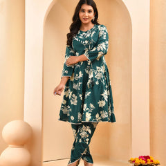 Ferozi Floral Printed Short Kurta Anarkali With Tulip Dhoti Pants (Set of 5 Pc)