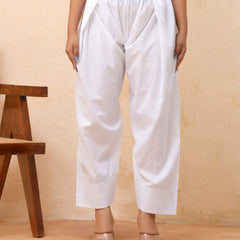 White Solid Farshi-Style Pants with Zari Work (Set of 5 Pc)