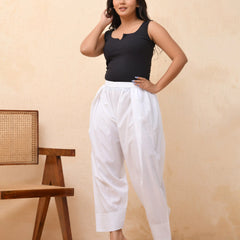 White Solid Farshi-Style Pants with Zari Work (Set of 5 Pc)