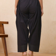 Black Solid Farshi Style Pant With Zari Work (Set of 4 Pc)