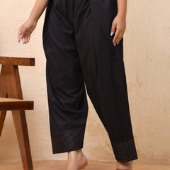 Black Solid Farshi Style Pant With Zari Work (Set of 4 Pc)