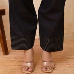 Black Solid Farshi Style Pant With Zari Work (Set of 4 Pc)