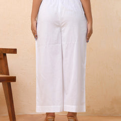 White Solid Palazzo-Style Half Elastic Drawstring Pants (Set of 5 Pc)