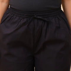 Black Solid Palazzo Style Half Elastic Draw Strings Pant (Set of 5 Pc)