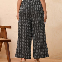 Black Double Dobby Flared Palazzo Pants (Set of 5 Pc)