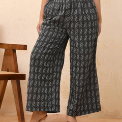 Black Double Dobby Flared Palazzo Pants (Set of 5 Pc)