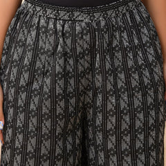 Black Double Dobby Flared Palazzo Pants (Set of 5 Pc)