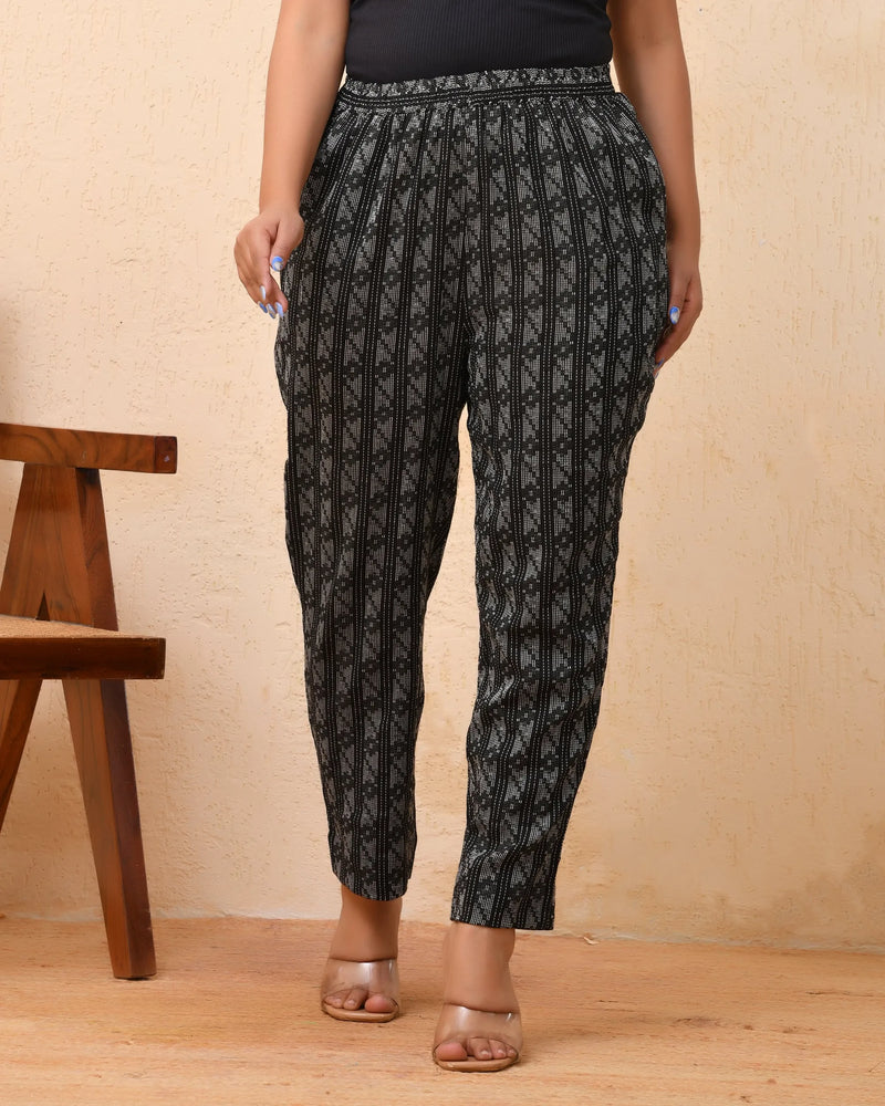 Black Double Dobby Straight Fit Pants (Set of 5 Pc)