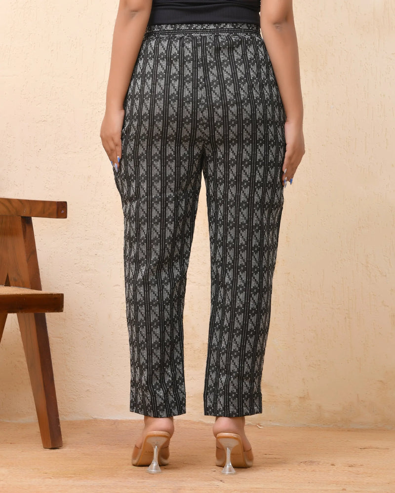 Black Double Dobby Straight Fit Pants (Set of 5 Pc)