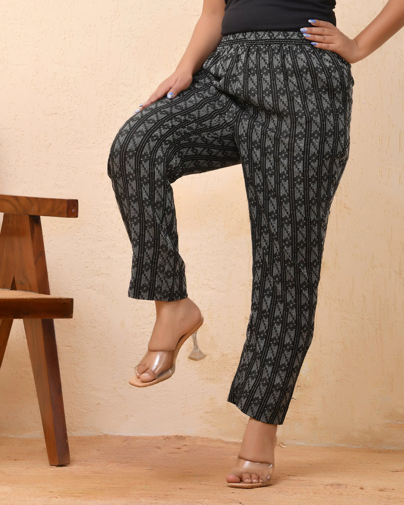 Black Double Dobby Straight Fit Pants (Set of 5 Pc)
