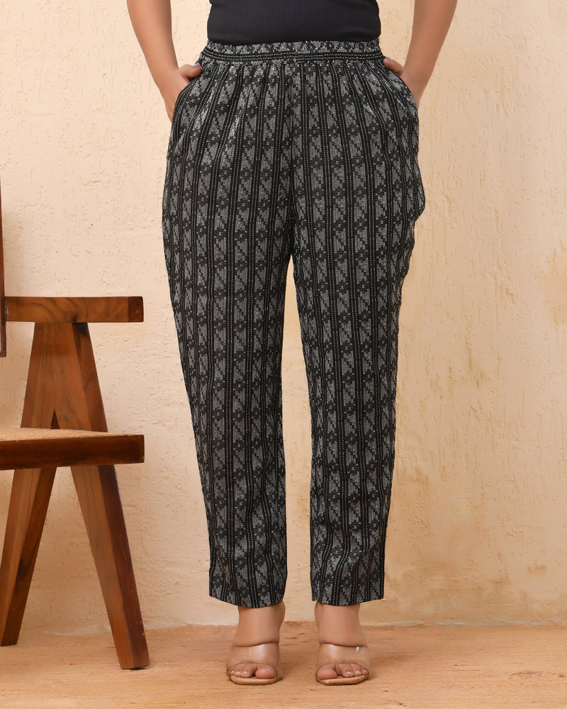 Black Double Dobby Straight Fit Pants (Set of 5 Pc)