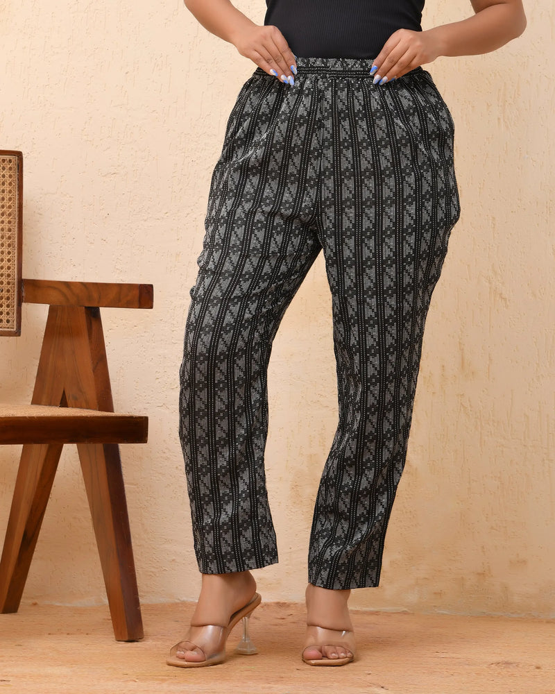 Black Double Dobby Straight Fit Pants (Set of 5 Pc)