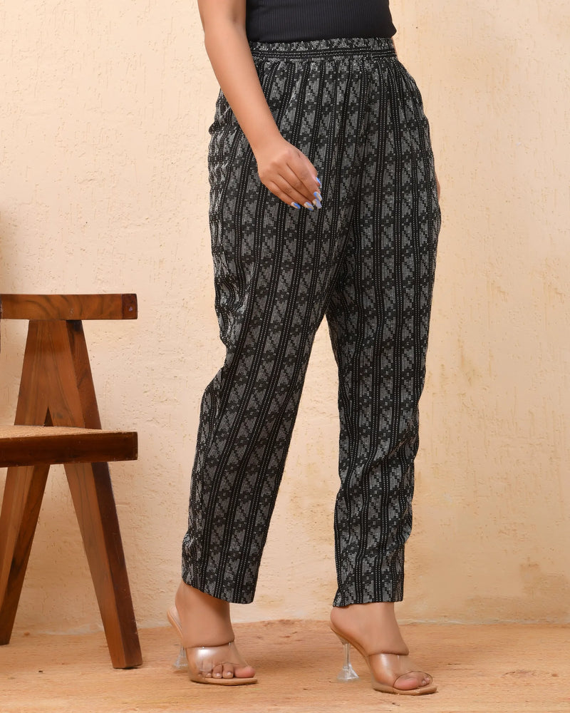 Black Double Dobby Straight Fit Pants (Set of 5 Pc)