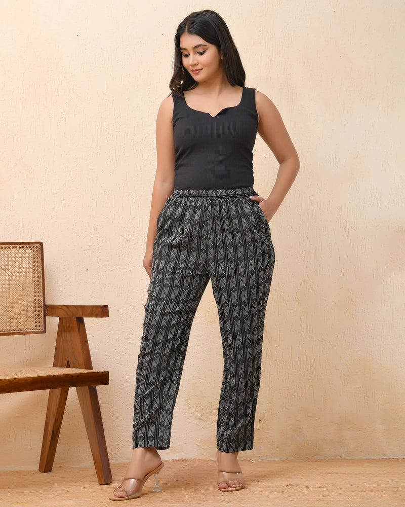 Black Double Dobby Straight Fit Pants (Set of 5 Pc)