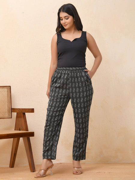 Black Double Dobby Straight Fit Pants (Set of 5 Pc)