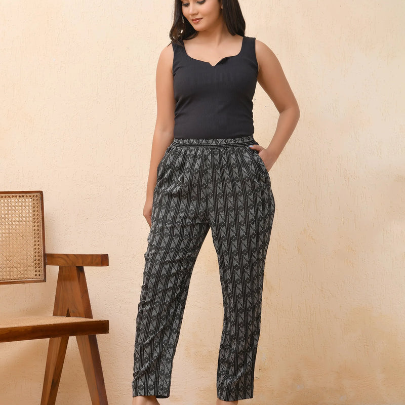 Black Double Dobby Straight Fit Pants (Set of 5 Pc)