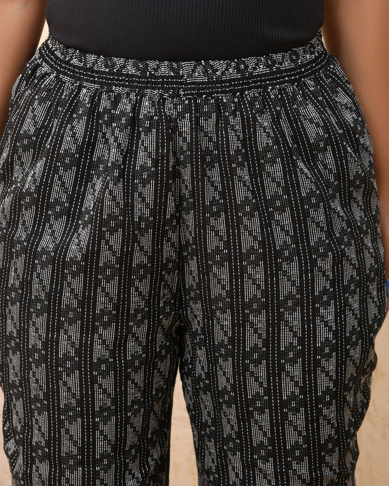 Black Double Dobby Straight Fit Pants (Set of 5 Pc)