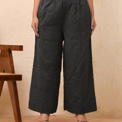 Black Katha Flared Palazzo Pants (Set of 5 Pc)