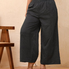 Black Katha Flared Palazzo Pants (Set of 5 Pc)