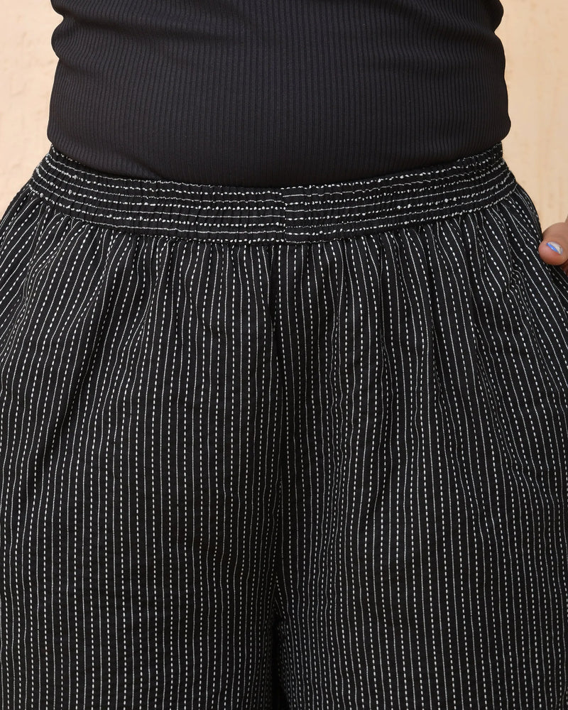 Black Katha Flared Palazzo Pants (Set of 5 Pc)