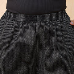 Black Katha Flared Palazzo Pants (Set of 5 Pc)