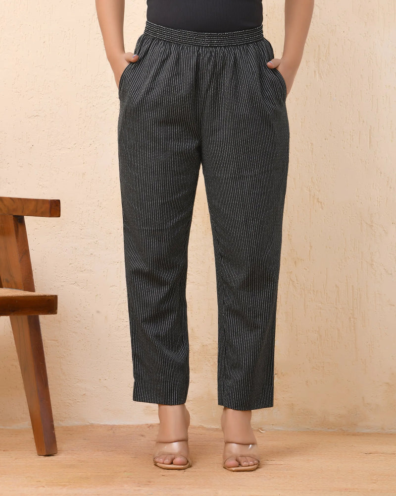 Black Katha Straight Fit Pants (Set of 5 Pc)