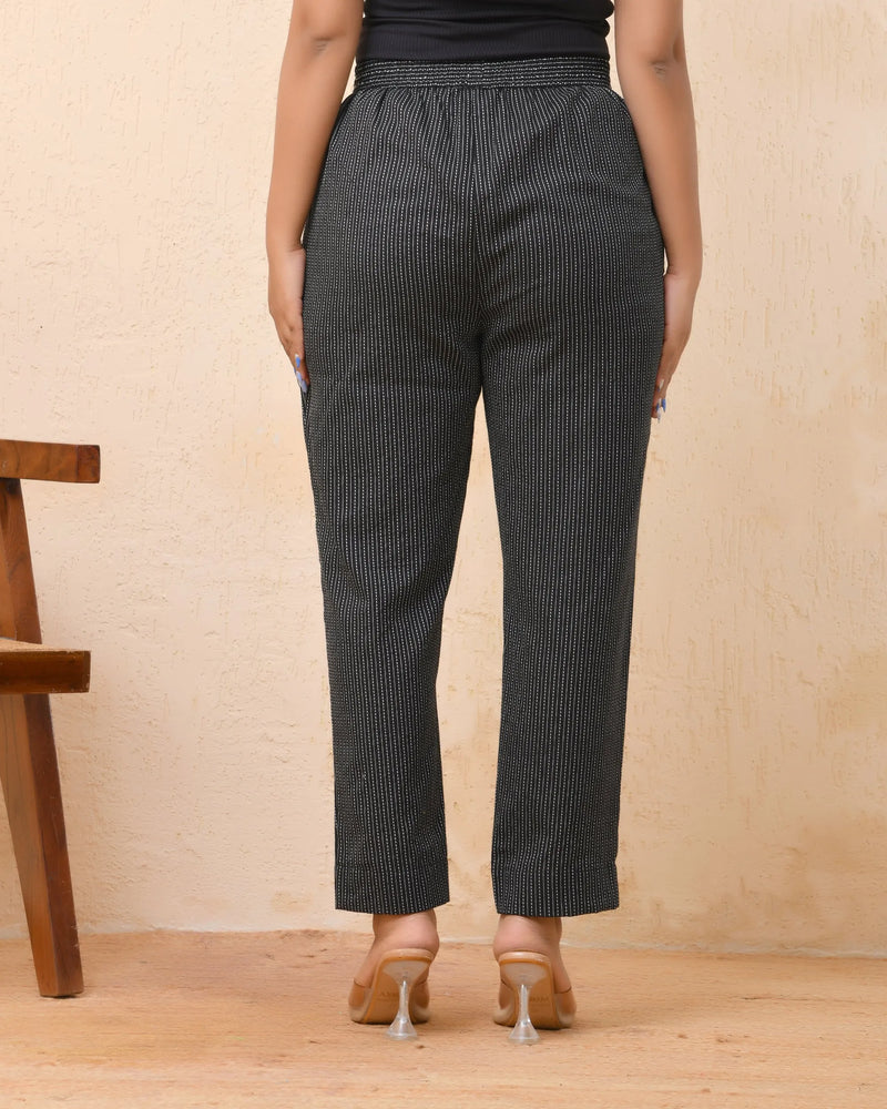 Black Katha Straight Fit Pants (Set of 5 Pc)