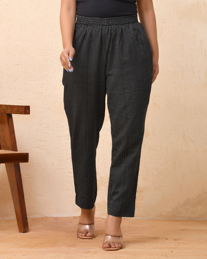 Black Katha Straight Fit Pants (Set of 5 Pc)