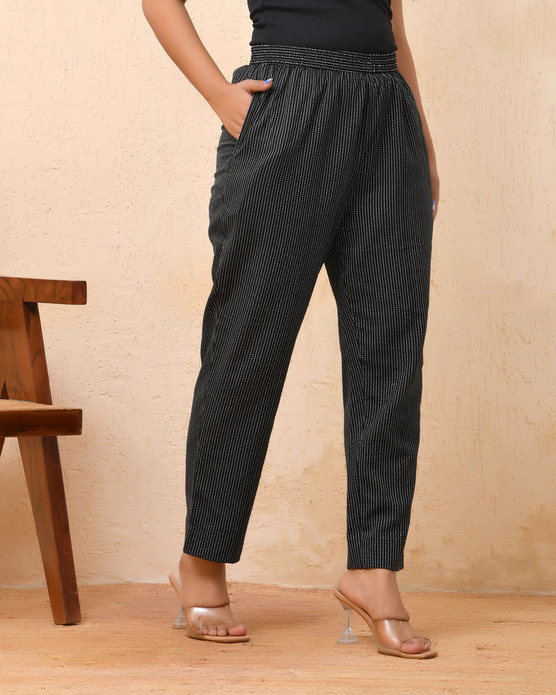 Black Katha Straight Fit Pants (Set of 5 Pc)