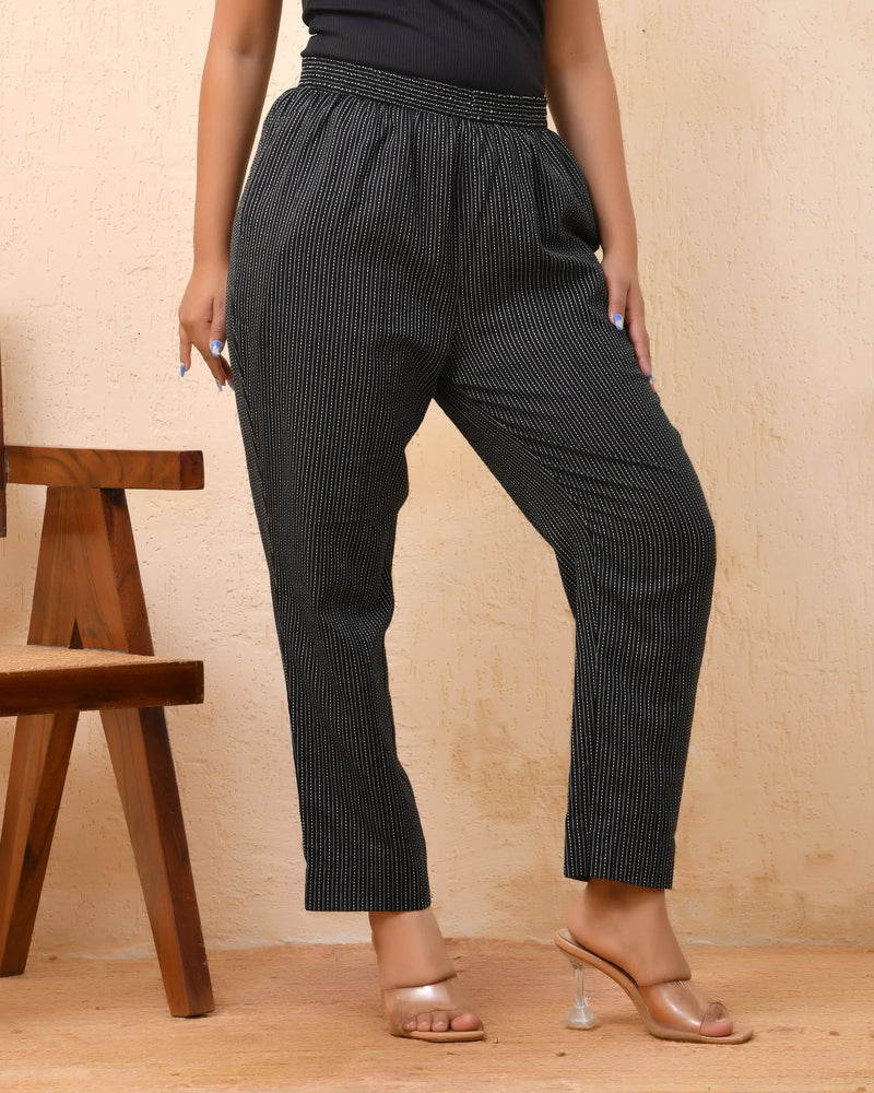 Black Katha Straight Fit Pants (Set of 5 Pc)