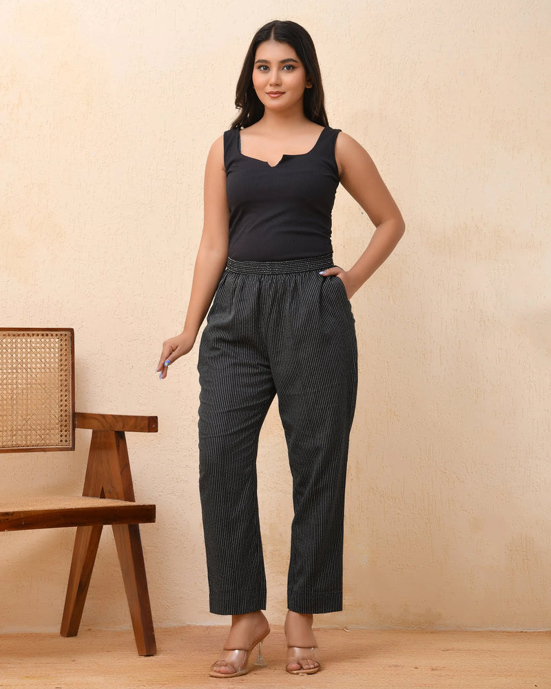Black Katha Straight Fit Pants (Set of 5 Pc)