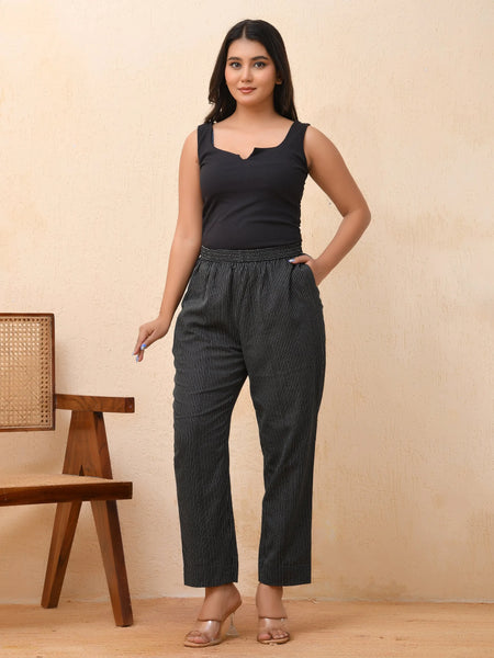 Black Katha Straight Fit Pants (Set of 5 Pc)