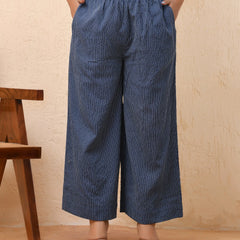 Royal Blue Kantha Flared Palazzo Pants (Set of 5 Pc)