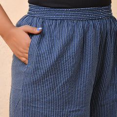 Royal Blue Kantha Flared Palazzo Pants (Set of 5 Pc)