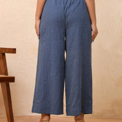 Royal Blue Kantha Flared Palazzo Pants (Set of 5 Pc)
