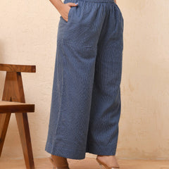 Royal Blue Kantha Flared Palazzo Pants (Set of 5 Pc)