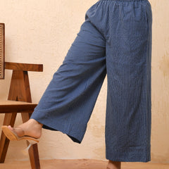 Royal Blue Kantha Flared Palazzo Pants (Set of 5 Pc)