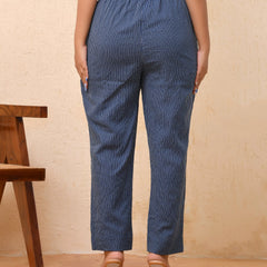 Royal Blue Kantha Straight Fit Pants (Set of 5 Pc)