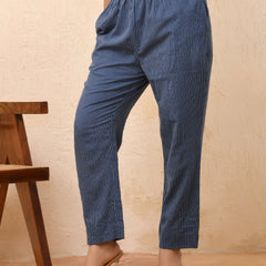 Royal Blue Kantha Straight Fit Pants (Set of 5 Pc)