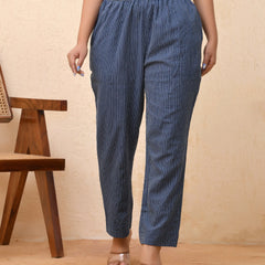 Royal Blue Kantha Straight Fit Pants (Set of 5 Pc)