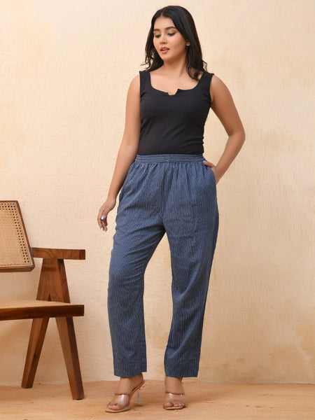 Royal Blue Kantha Straight Fit Pants (Set of 5 Pc)