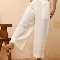 Cream Solid Flared Palazzo Pant (Set of 5 Pc)