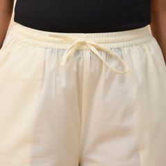 Cream Solid Flared Palazzo Pant (Set of 5 Pc)
