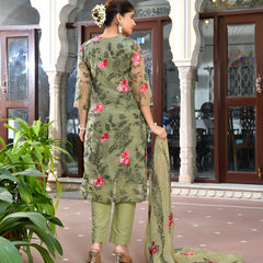 (Vaasva) Women organza pista embroidered suit set (Set of 5pc)