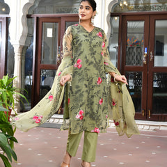 (Vaasva) Women organza pista embroidered suit set (Set of 5pc)
